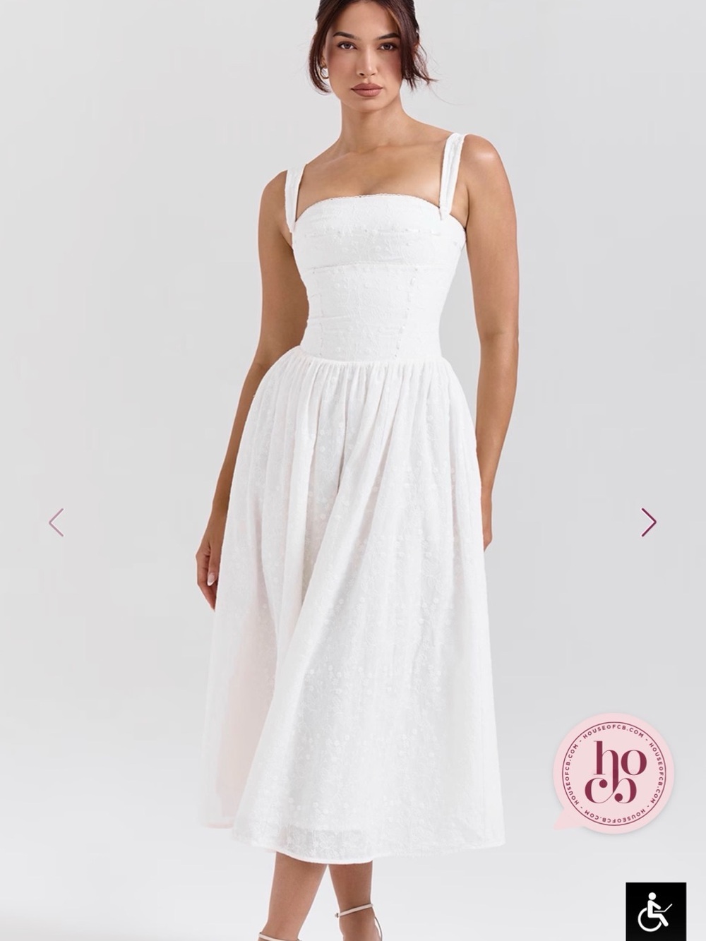 House of CB VIVIEN White Broderie Anglais Midi Sundress